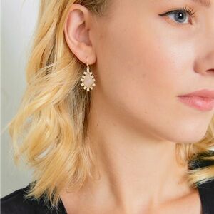 Alicia Bonnie Gold Rose Quartz earrings with CZ stones